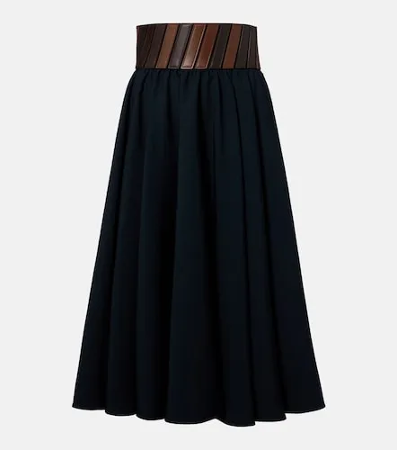 Alaïa Falda midi de lana con piel - Alaia - Modalova