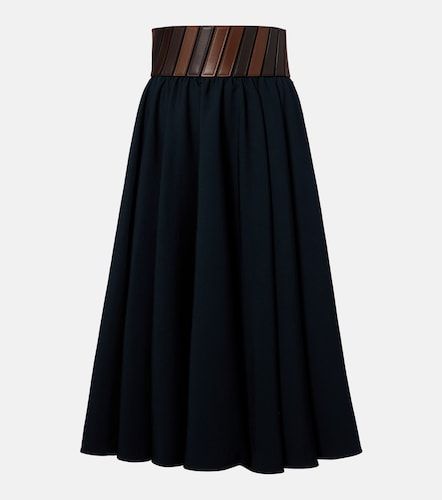 Leather-trimmed wool midi skirt - Alaia - Modalova