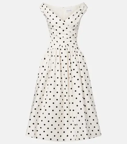 Polka-dot off-shoulder cotton midi dress - Self-Portrait - Modalova
