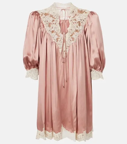 Chloé Vestido corto de satén de seda con encaje - Chloe - Modalova