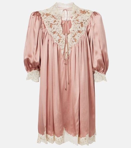Lace-trimmed silk satin minidress - Chloe - Modalova