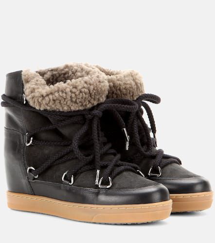 Nowles shearling-trimmed leather ankle boots - Isabel Marant - Modalova