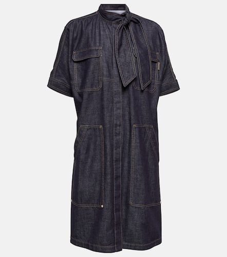 Tie-neck denim dress - Brunello Cucinelli - Modalova