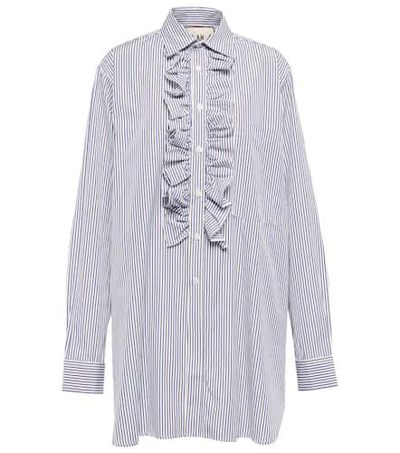 Ruffled striped oversized cotton shirt - Plan C - Modalova