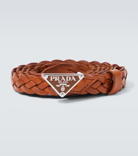 Cinturón de piel trenzada con logo - Prada - Modalova