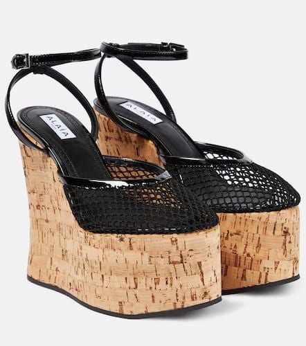 AlaÃ¯a Patent leather and mesh wedge sandals - Alaia - Modalova