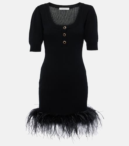 Vestido corto de lana con plumas - Alessandra Rich - Modalova