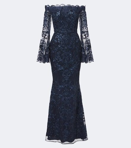 Sequined off-shoulder lace bustier gown - Elie Saab - Modalova