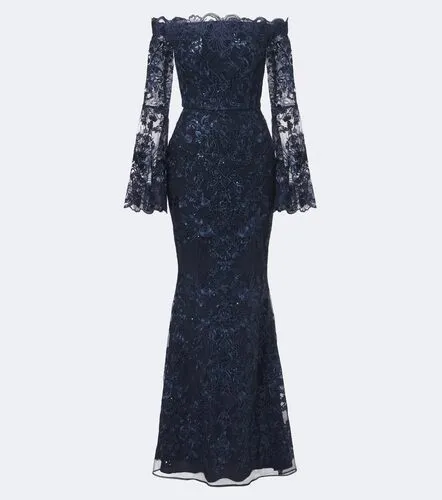 Sequined off-shoulder lace bustier gown - Elie Saab - Modalova