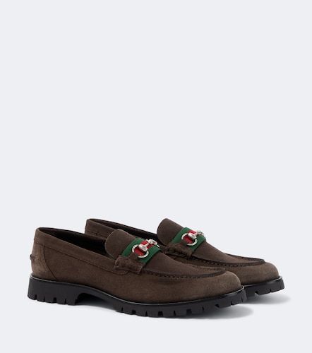 Mocasines de ante con Horsebit y Web - Gucci - Modalova