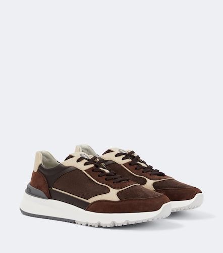 Sneakers in suede con pelle - Brunello Cucinelli - Modalova