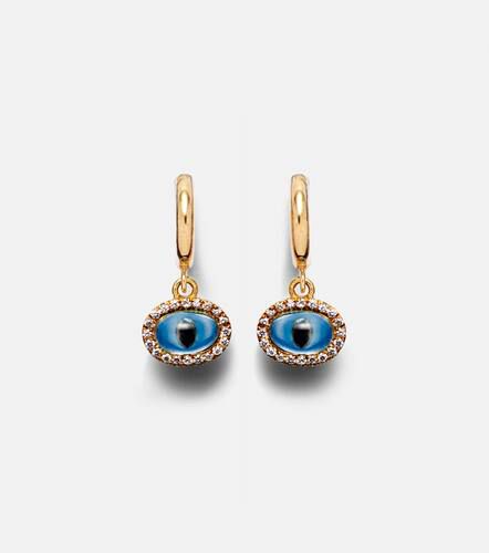 Mini Oval Eye 18kt gold hoop earrings with diamonds - Ileana Makri - Modalova