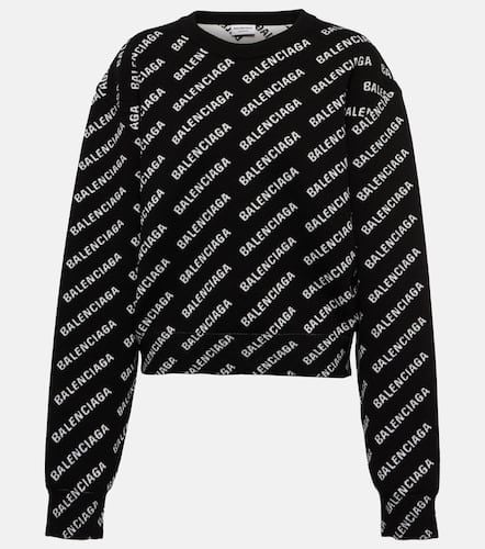 Logo jacquard cotton-blend sweater - Balenciaga - Modalova