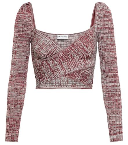 Wrapover ribbed-knit crop top - Self-Portrait - Modalova