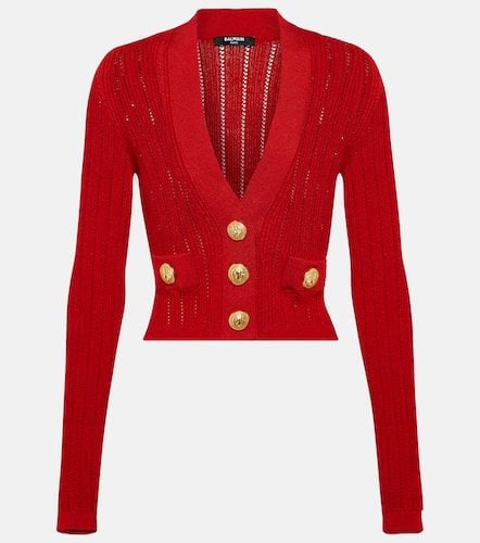 Cropped embellished knit cardigan - Balmain - Modalova