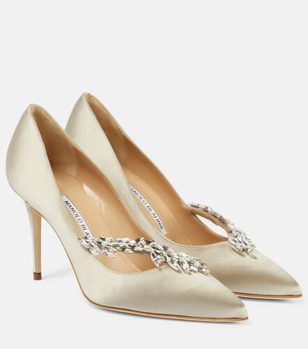 Nadira 90 embellished satin pumps - Manolo Blahnik - Modalova