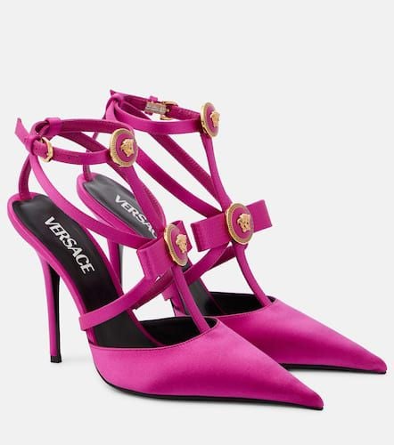 Gianni bow-detail satin pumps - Versace - Modalova