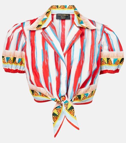 Camisa cropped de algodón a rayas - Dolce&Gabbana - Modalova