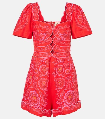 Floral cutout cotton-blend romper - Farm Rio - Modalova