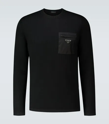 Crewneck sweater with nylon pocket - Prada - Modalova
