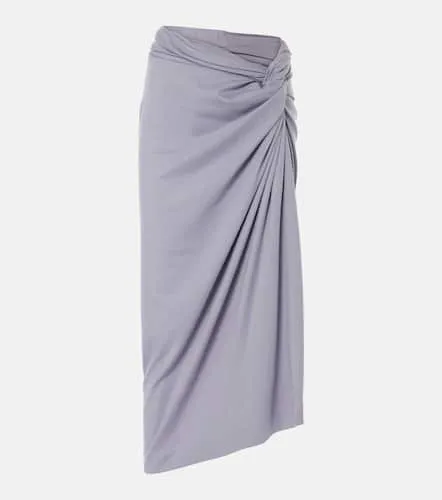 Gathered cotton jersey midi skirt - Dries Van Noten - Modalova