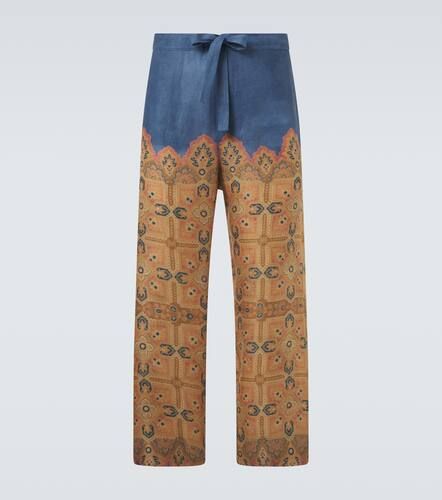 Printed linen wide-leg pants - Valentino - Modalova