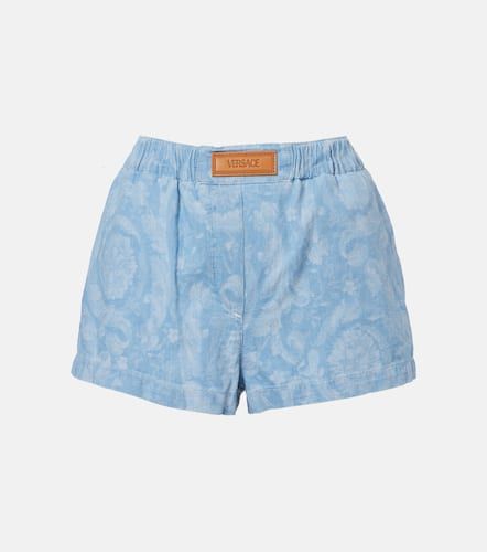 Barocco denim chambray shorts - Versace - Modalova
