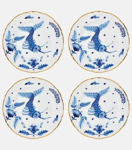 Set de 4 platos de postre Marino Blue Fish - Bitossi - Modalova