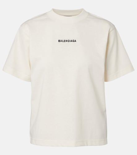 Camiseta de jersey de algodón con logo - Balenciaga - Modalova