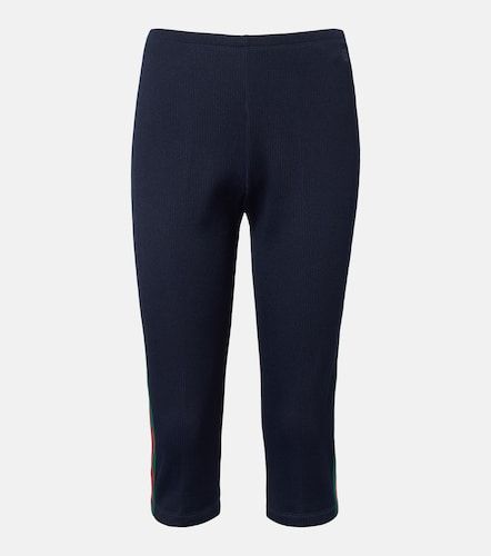 Pantaloni capri Web Stripe in jersey a coste - Gucci - Modalova