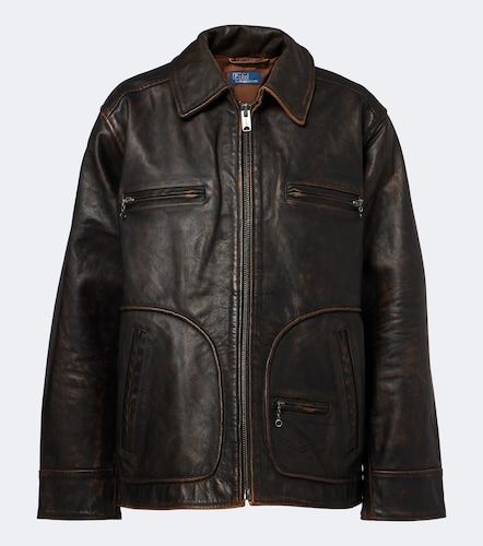 Oversized leather jacket - Polo Ralph Lauren - Modalova