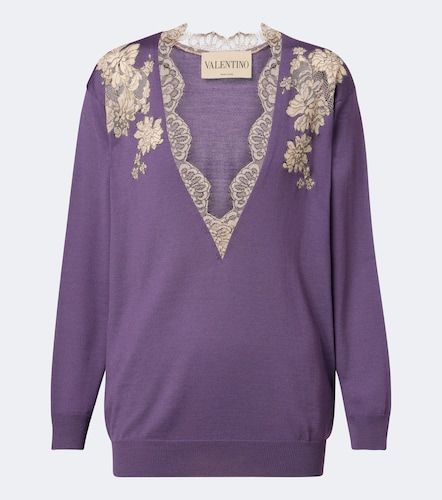 Pullover aus Schurwolle mit Spitze - Valentino - Modalova