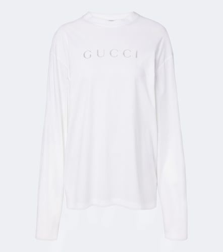 Camiseta de jersey de algodón con logo - Gucci - Modalova