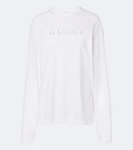Camiseta de jersey de algodón con logo - Gucci - Modalova
