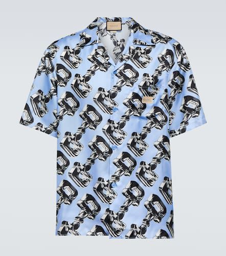 Camisa bowling de seda con Horsebit 3D - Gucci - Modalova