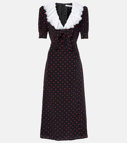 Polka-dot lace-trimmed silk midi dress - Alessandra Rich - Modalova