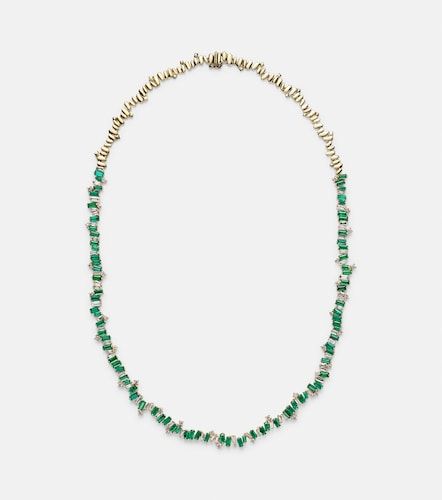 Collar Bold Burst de oro de 18 ct con diamantes y esmeralda - Suzanne Kalan - Modalova