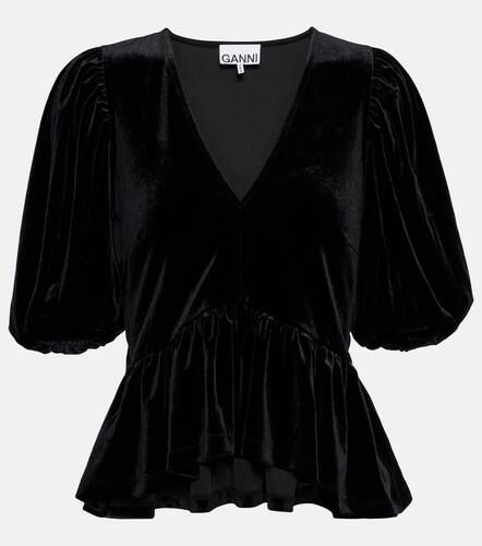 Ganni Puff-sleeve velvet jersey top - Ganni - Modalova