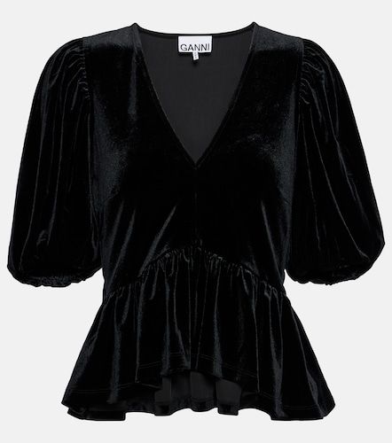 Ganni Top de jersey de terciopelo - Ganni - Modalova