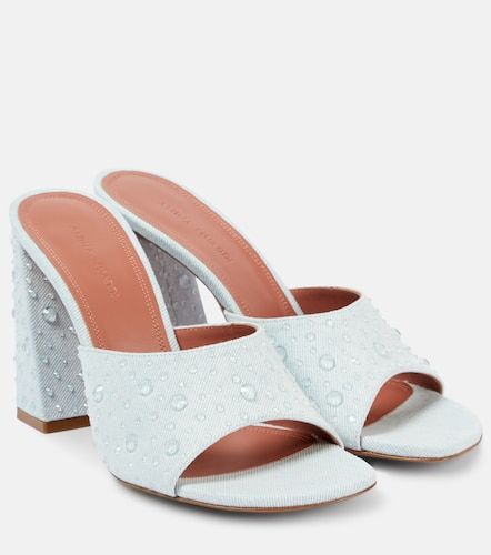 Sandali Brigitte 95 in denim e pelle - Amina Muaddi - Modalova