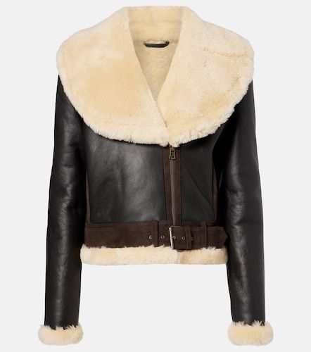 Shearling-trimmed leather jacket - JW Anderson - Modalova