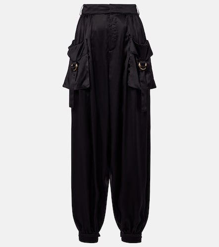 High-rise silk satin cargo pants - Chloe - Modalova