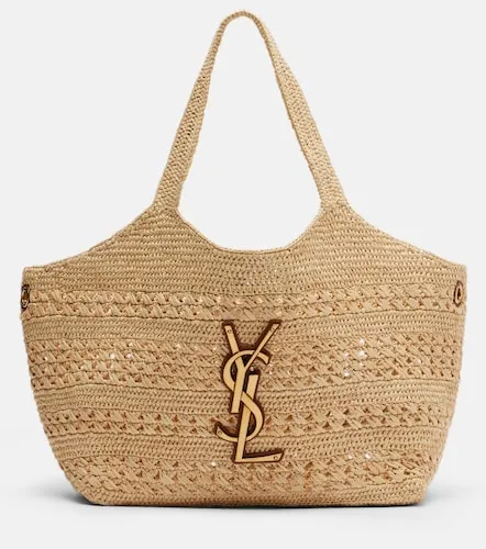 Icare Medium crochet raffia tote bag - Saint Laurent - Modalova