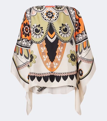 Draped printed silk twill top - La DoubleJ - Modalova