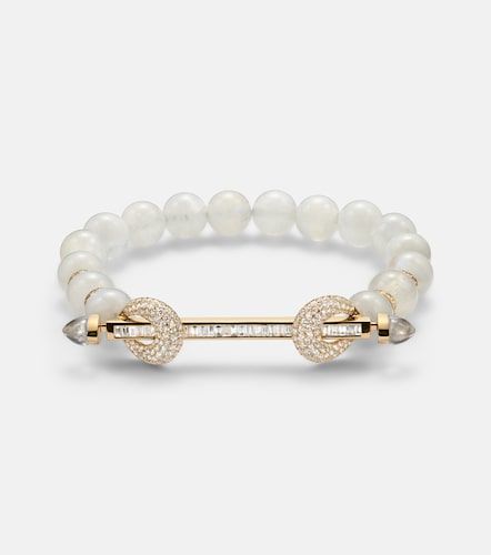 Chakra 18kt gold and moonstone bangle with diamonds and quartz - Ananya - Modalova