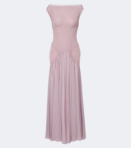 Abito lungo in georgette e pizzo - Georges Hobeika - Modalova