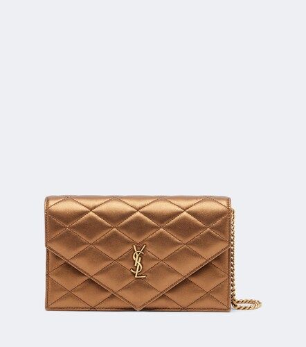 Paris metallic leather wallet on chain - Saint Laurent - Modalova