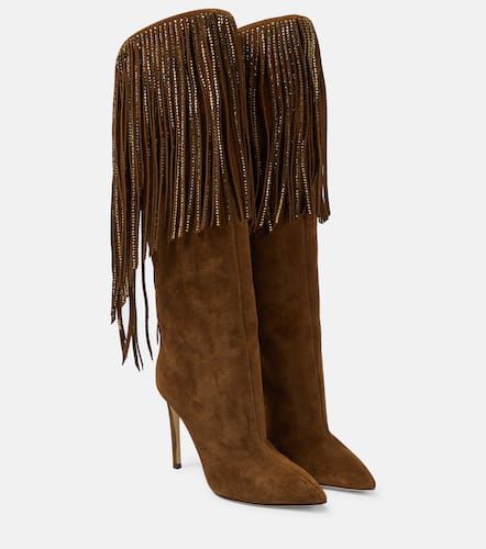 Fringed embellished suede knee-high boots - Paris Texas - Modalova