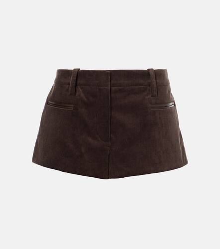 Leather-trimmed cotton corduroy shorts - Magda Butrym - Modalova