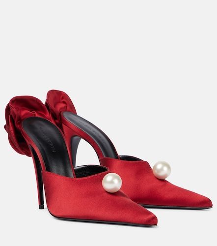 Mules de satén con flores y perlas - Magda Butrym - Modalova